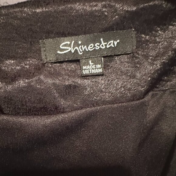 Shinestar Black Silk Top with Front Buttons - Size Large - Picture 3 of 3
